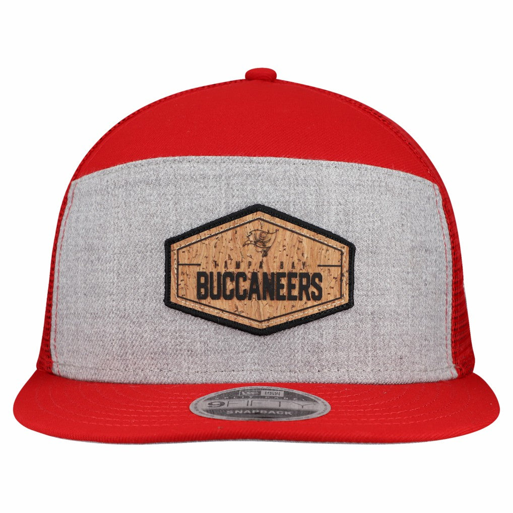 Tampa Bay Buccaneers New Era Cork Split Panel 9FIFTY Trucker Snapback Hat - Gray/Red on sale