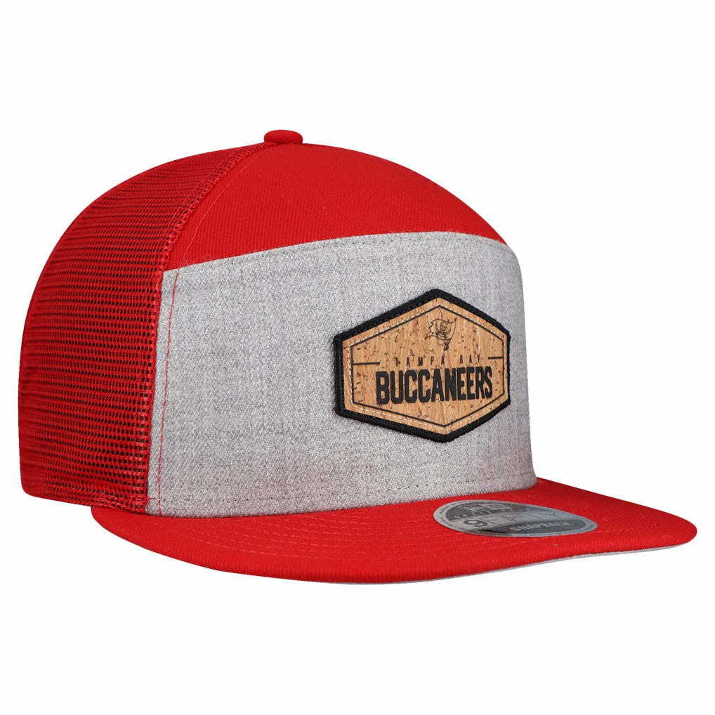 Tampa Bay Buccaneers New Era Cork Split Panel 9FIFTY Trucker Snapback Hat - Gray/Red on sale