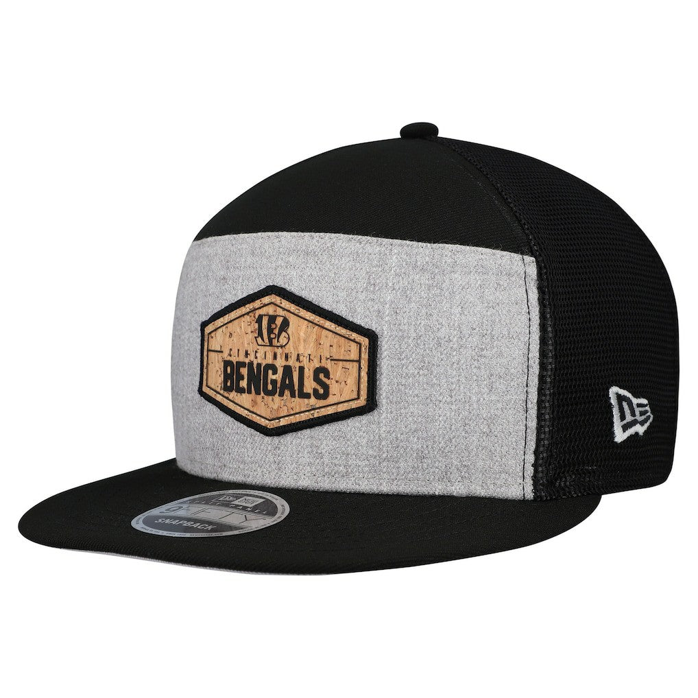 Cincinnati Bengals New Era Cork Split Panel 9FIFTY Trucker Snapback Hat - Gray/Black discount