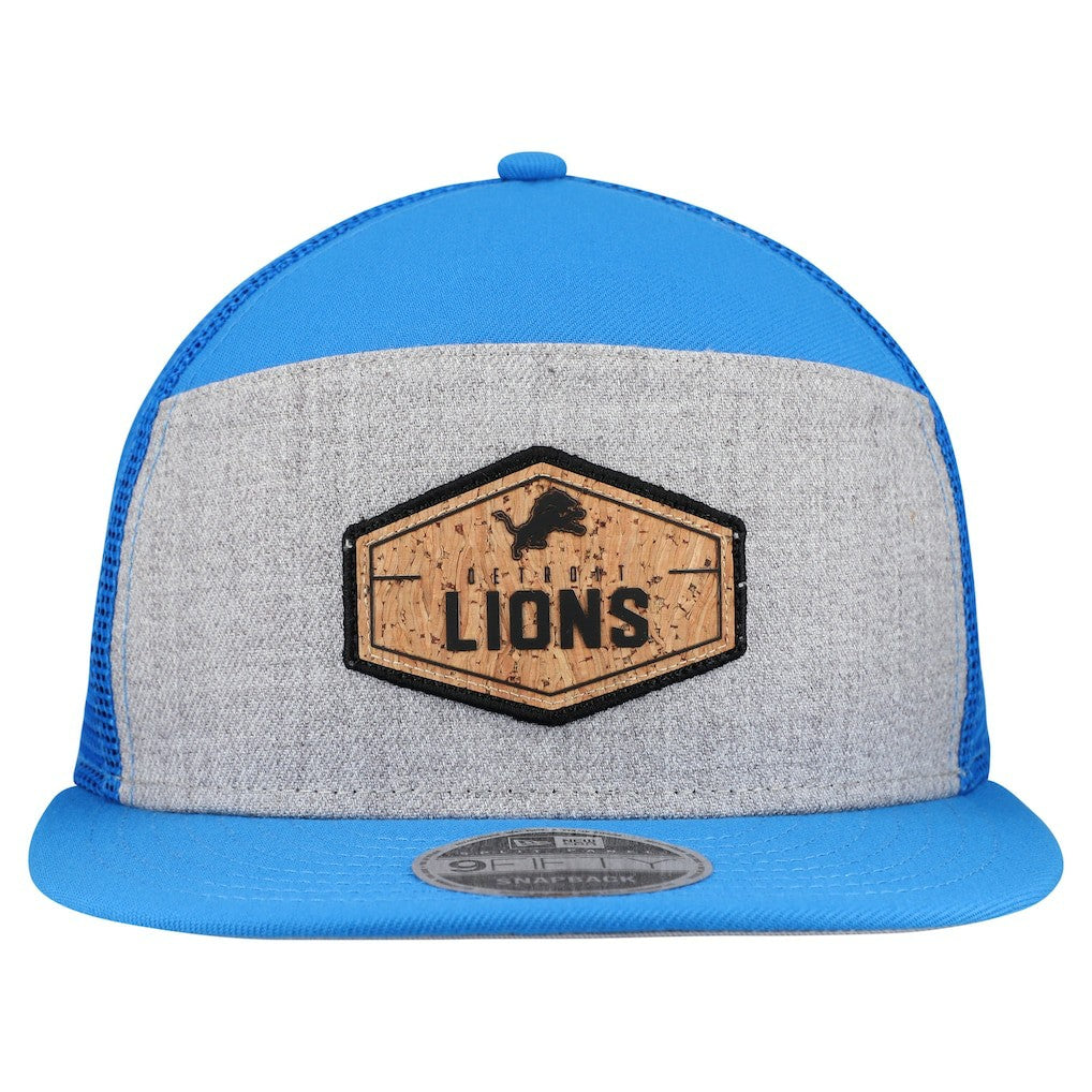 Detroit Lions New Era Cork Split Panel 9FIFTY Trucker Snapback Hat - Gray/Blue for sale