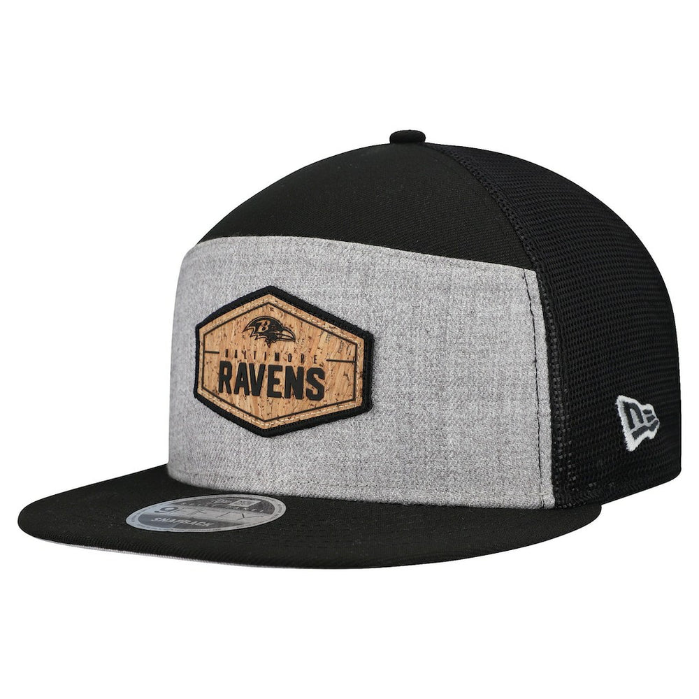 Baltimore Ravens New Era Cork Split Panel 9FIFTY Trucker Snapback Hat - Gray/Black outlet