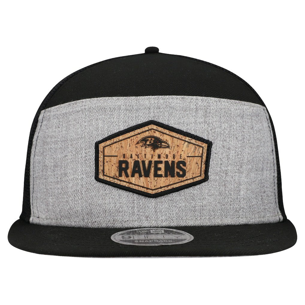 Baltimore Ravens New Era Cork Split Panel 9FIFTY Trucker Snapback Hat - Gray/Black outlet