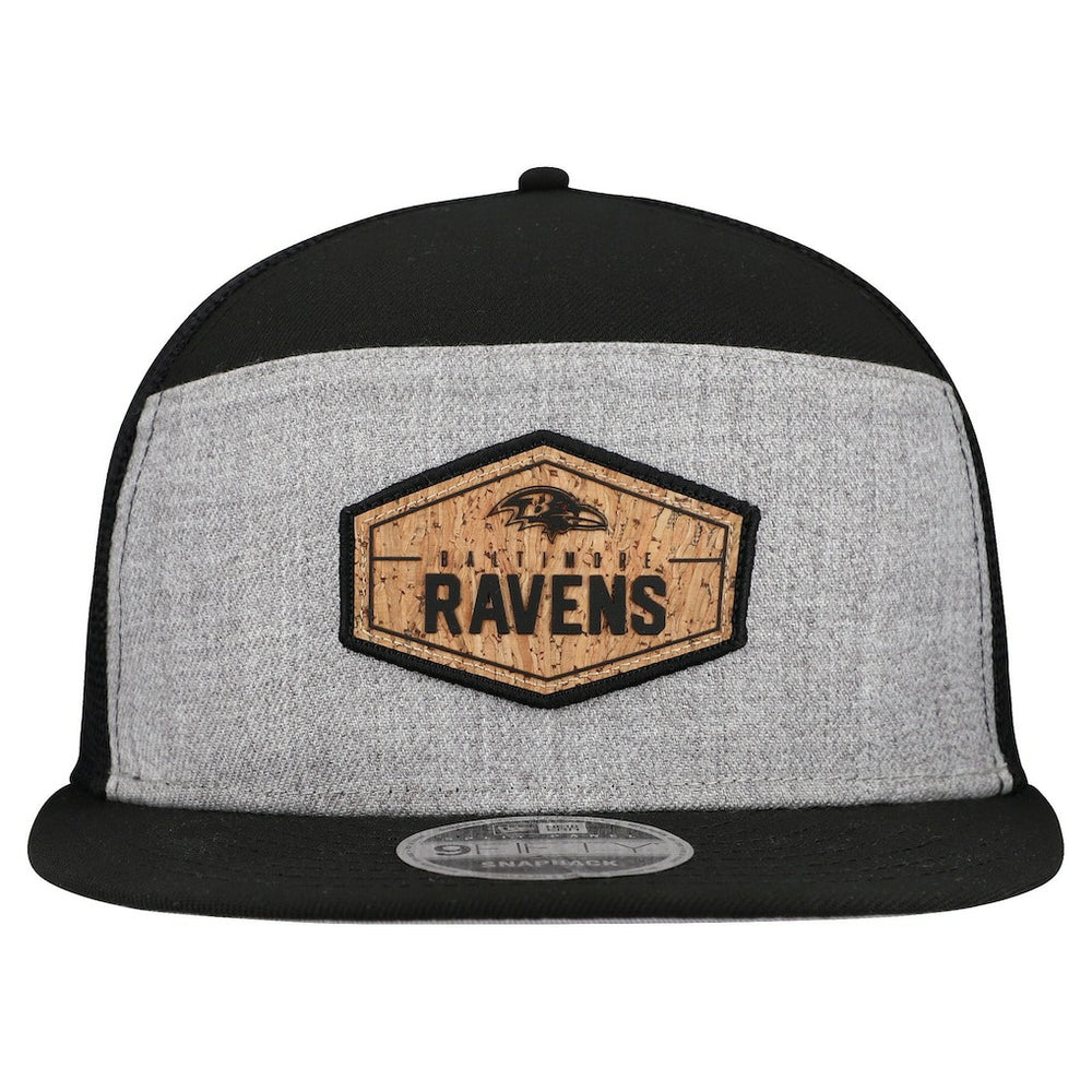 Baltimore Ravens New Era Cork Split Panel 9FIFTY Trucker Snapback Hat - Gray/Black outlet