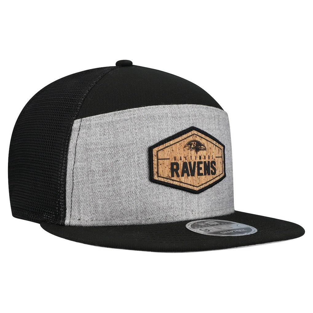 Baltimore Ravens New Era Cork Split Panel 9FIFTY Trucker Snapback Hat - Gray/Black outlet