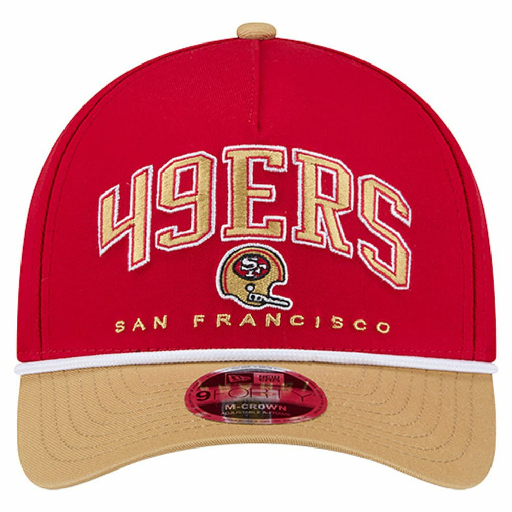 San Francisco 49ers New Era Throwback Arch COOLERA 9FORTY A-Frame M-Crown Adjustable Hat - Scarlet for sale