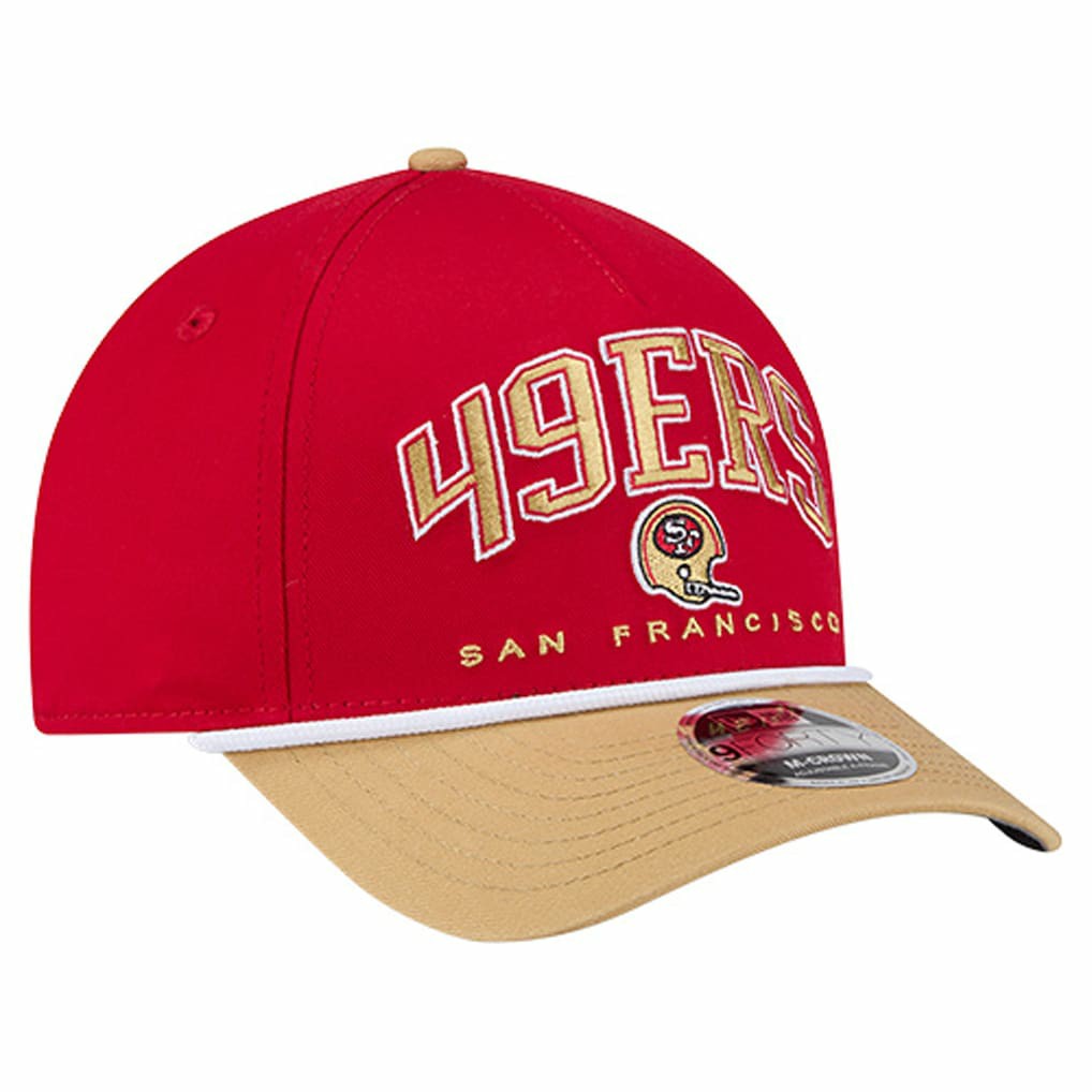 San Francisco 49ers New Era Throwback Arch COOLERA 9FORTY A-Frame M-Crown Adjustable Hat - Scarlet for sale