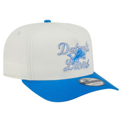 Detroit Lions New Era Chainstitch A-Frame 9FIFTY Adjustable Hat - Cream/Blue outlet