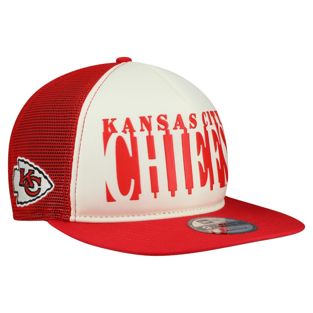 Kansas City Chiefs New Era Cutout A-Frame 9FIFTY Snapback Hat - Cream/Red discount