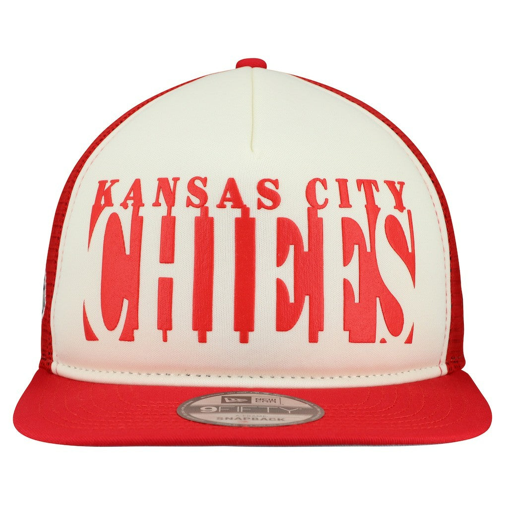 Kansas City Chiefs New Era Cutout A-Frame 9FIFTY Snapback Hat - Cream/Red discount