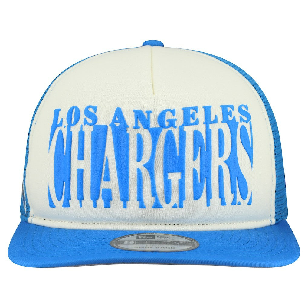 Los Angeles Chargers New Era Cutout A-Frame 9FIFTY Snapback Hat - Cream/Powder Blue cheap