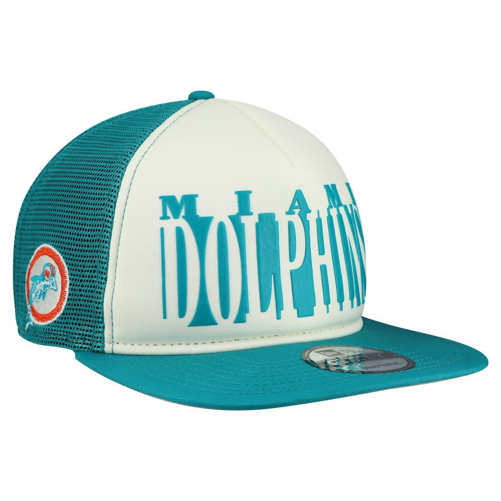 Miami Dolphins New Era Throwback Cutout A-Frame 9FIFTY Snapback Hat - Cream/Aqua outlet