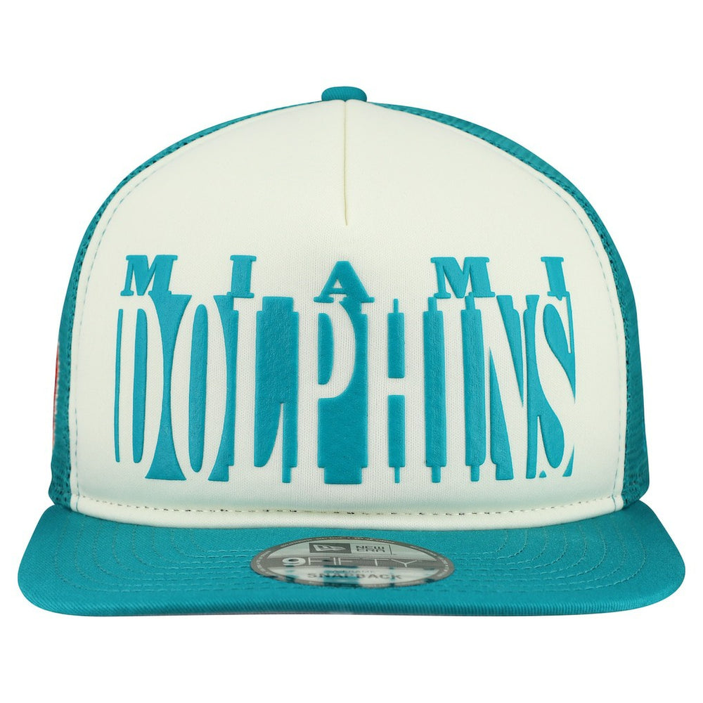 Miami Dolphins New Era Throwback Cutout A-Frame 9FIFTY Snapback Hat - Cream/Aqua outlet