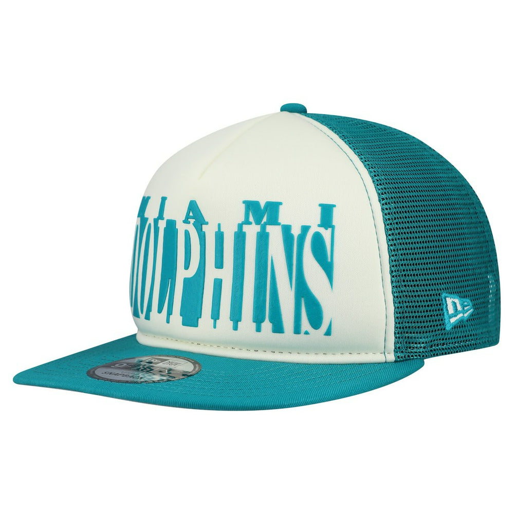 Miami Dolphins New Era Throwback Cutout A-Frame 9FIFTY Snapback Hat - Cream/Aqua outlet