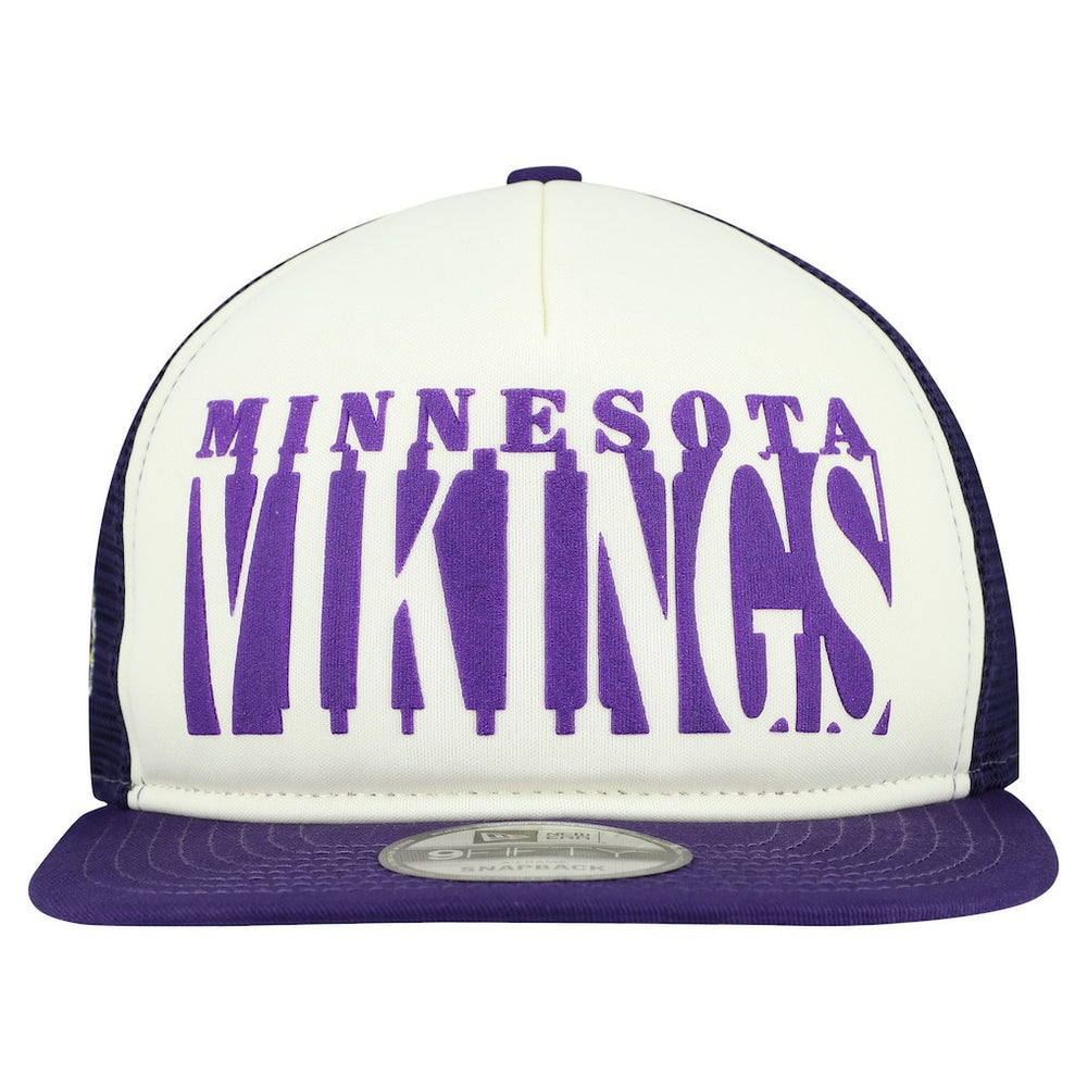 Minnesota Vikings New Era Cutout A-Frame 9FIFTY Snapback Hat - Cream/Purple outlet