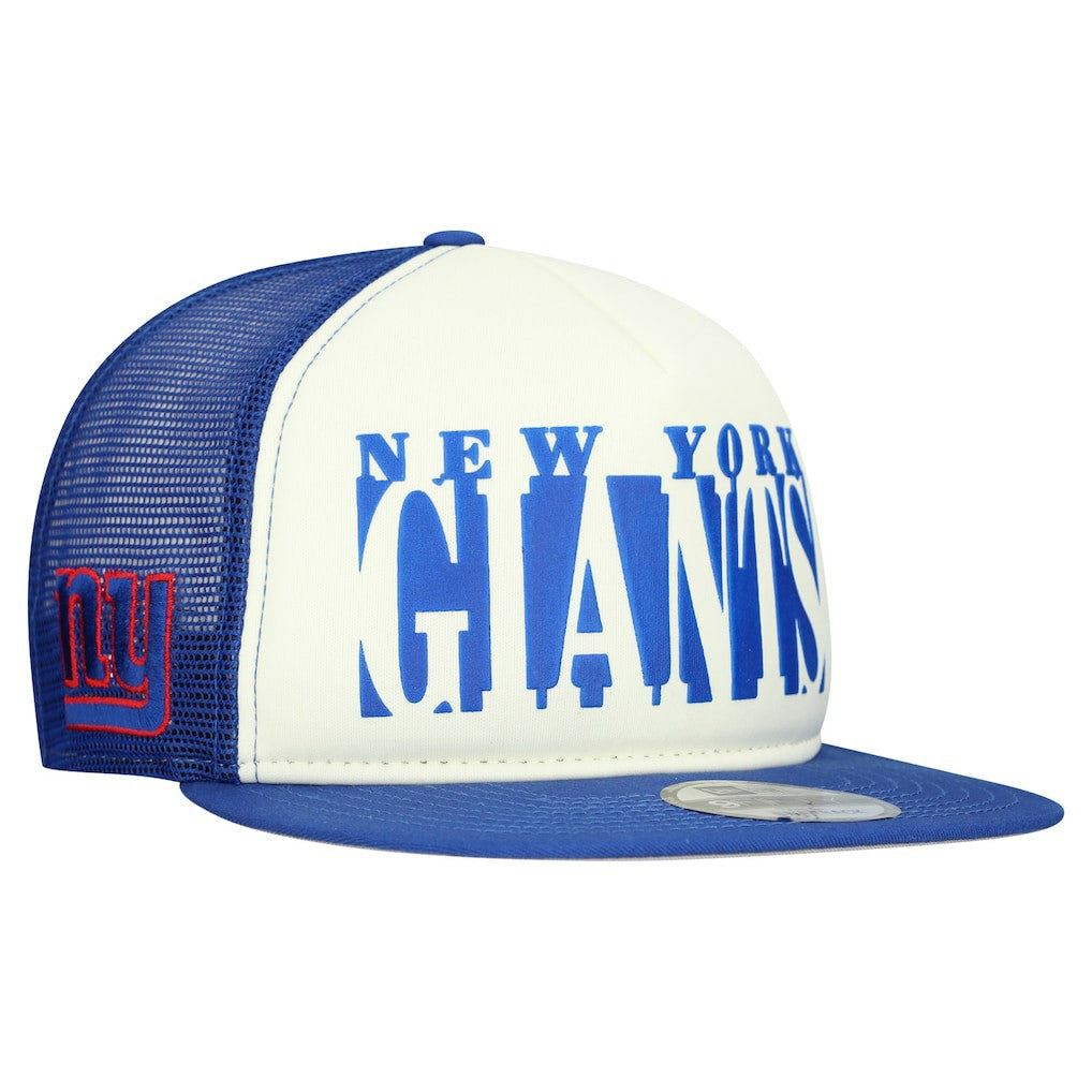 New York Giants New Era Cutout A-Frame 9FIFTY Snapback Hat - Cream/Royal on sale