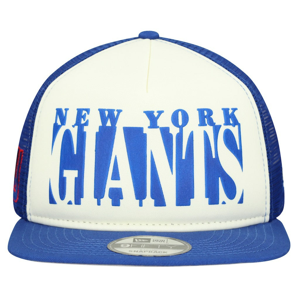 New York Giants New Era Cutout A-Frame 9FIFTY Snapback Hat - Cream/Royal on sale