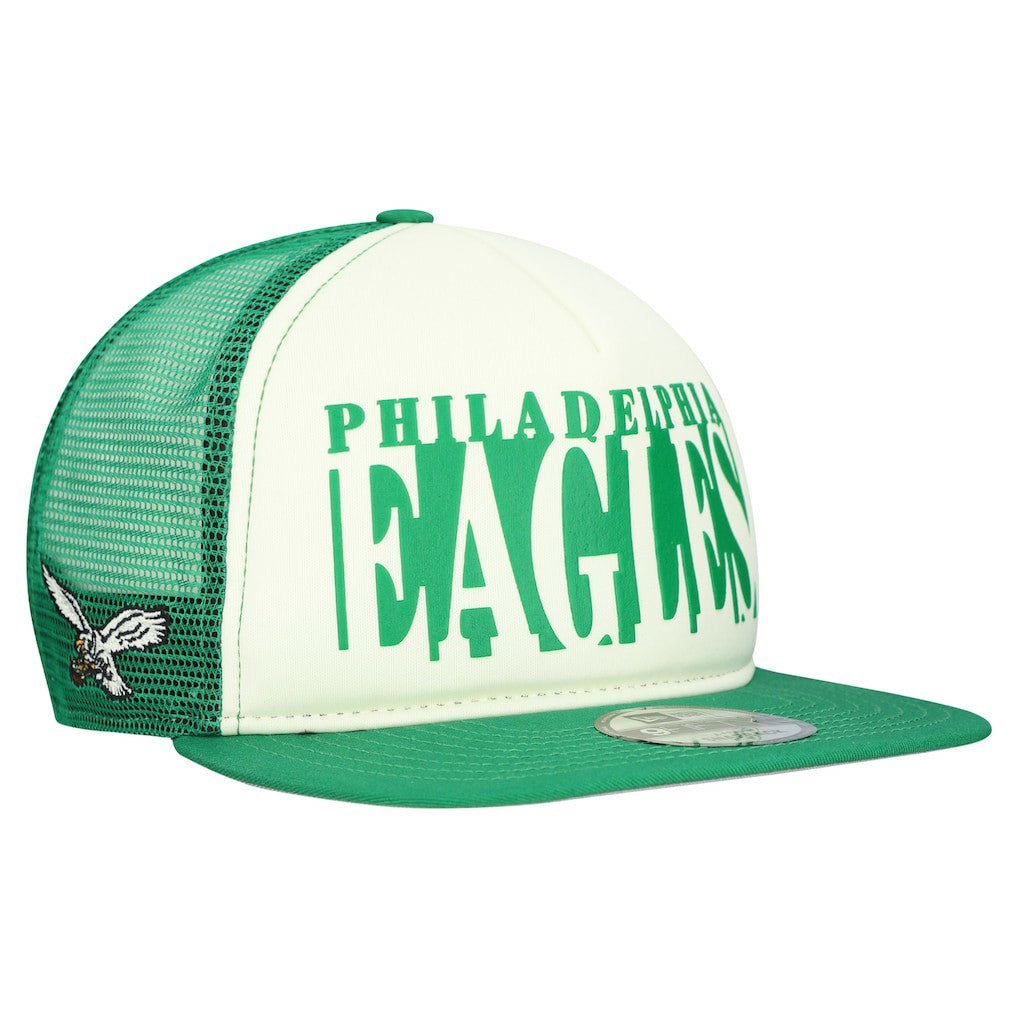 Philadelphia Eagles New Era Throwback Cutout A-Frame 9FIFTY Snapback Hat - Cream/Kelly Green outlet