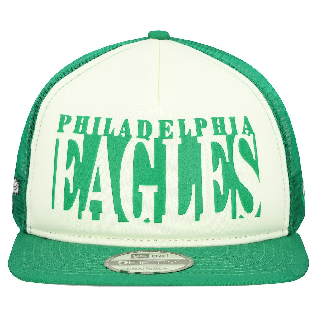 Philadelphia Eagles New Era Throwback Cutout A-Frame 9FIFTY Snapback Hat - Cream/Kelly Green outlet