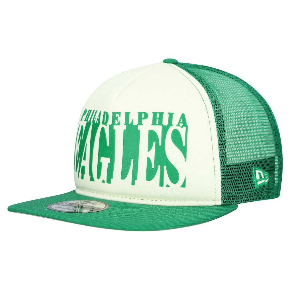 Philadelphia Eagles New Era Throwback Cutout A-Frame 9FIFTY Snapback Hat - Cream/Kelly Green outlet