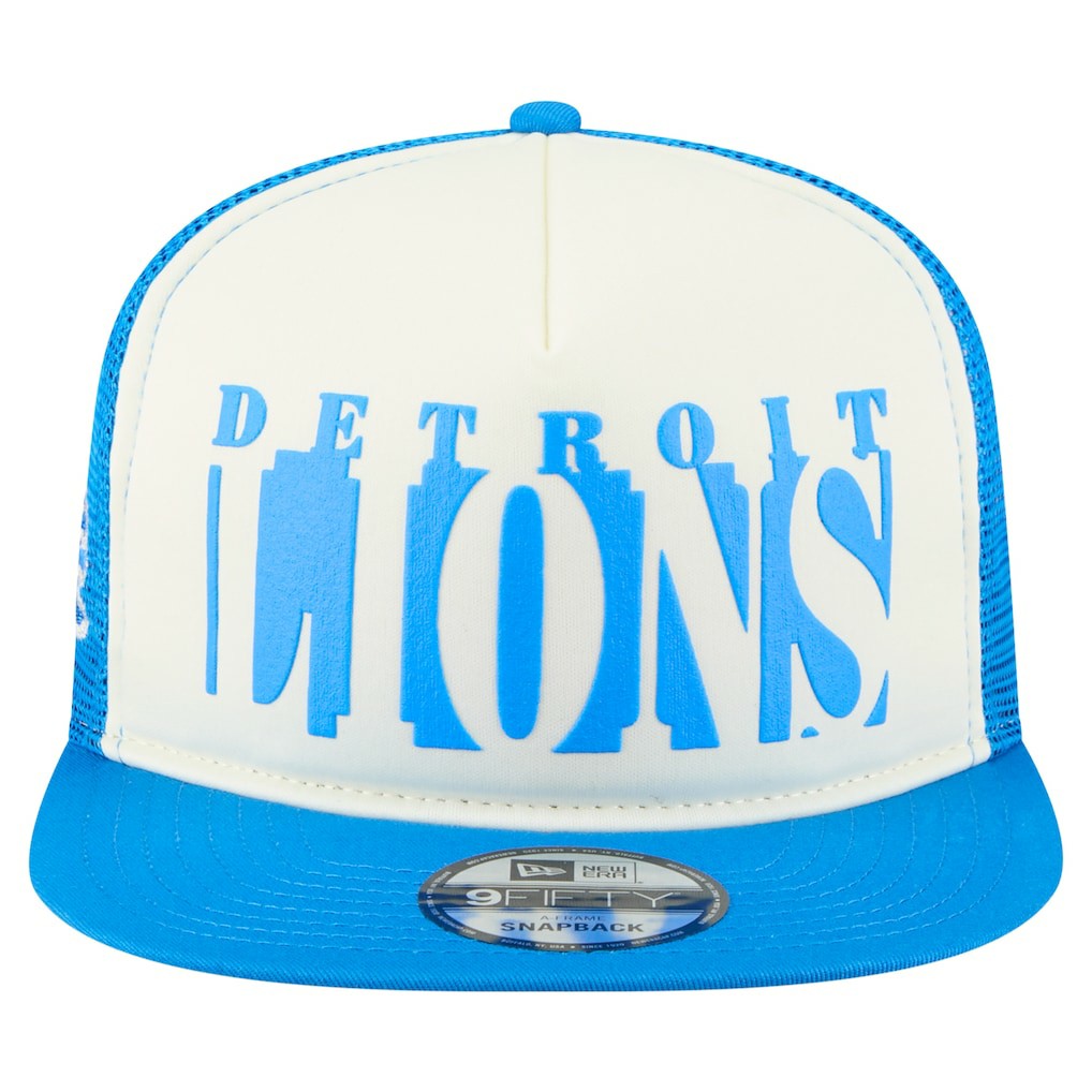 Detroit Lions New Era Cutout A-Frame 9FIFTY Snapback Hat - Cream/Blue sale