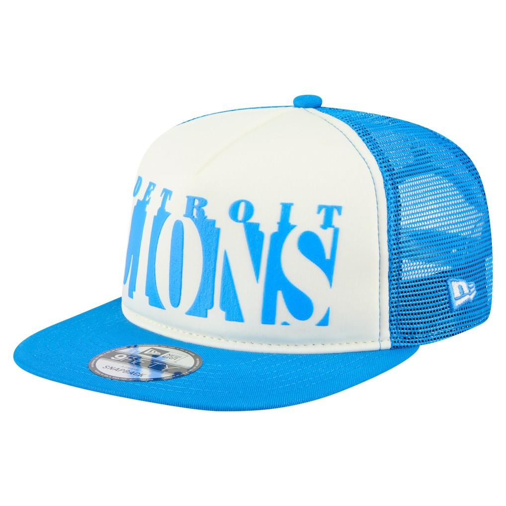Detroit Lions New Era Cutout A-Frame 9FIFTY Snapback Hat - Cream/Blue sale