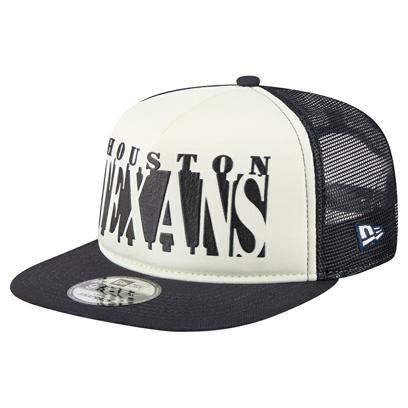 Houston Texans New Era Cutout A-Frame 9FIFTY Snapback Hat - Cream/Navy for sale