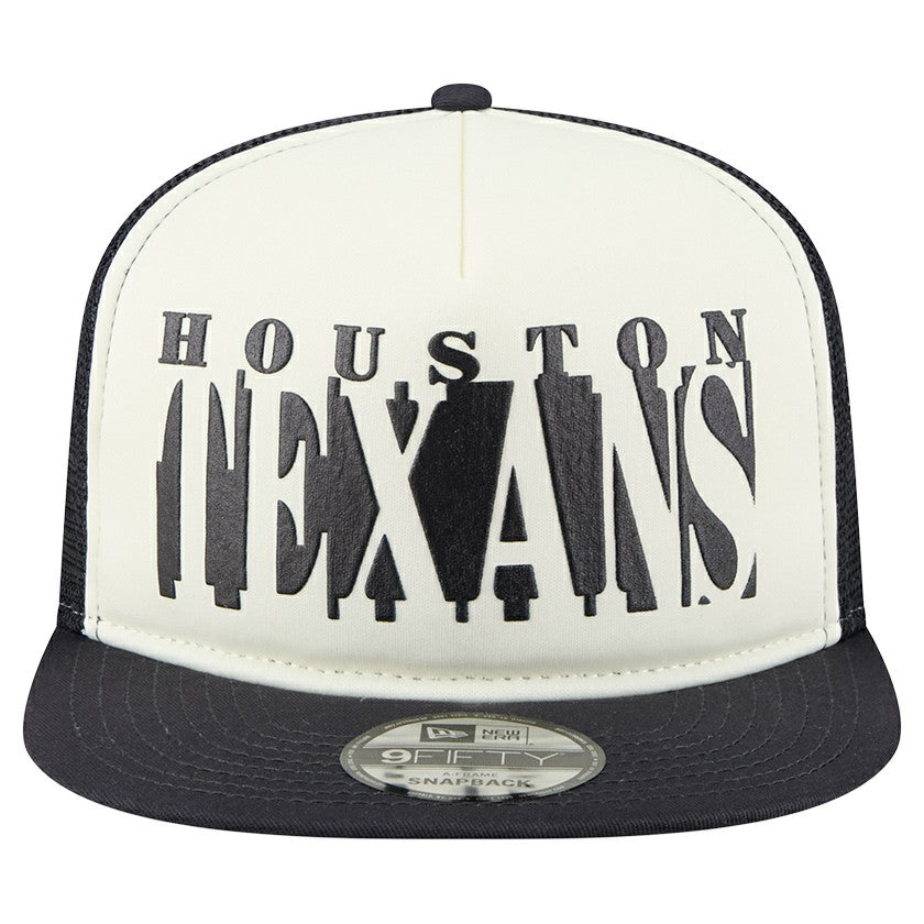 Houston Texans New Era Cutout A-Frame 9FIFTY Snapback Hat - Cream/Navy for sale