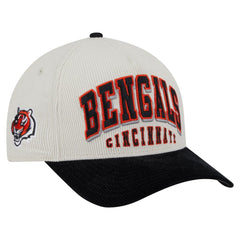 Cincinnati Bengals New Era Head Two-Tone Sided Corduroy 9FORTY A-Frame Adjustable Hat - Cream/Black cheap