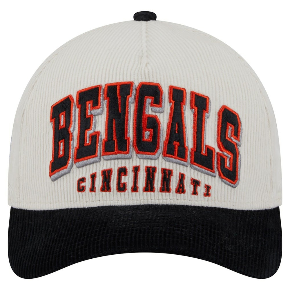 Cincinnati Bengals New Era Head Two-Tone Sided Corduroy 9FORTY A-Frame Adjustable Hat - Cream/Black cheap
