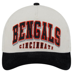 Cincinnati Bengals New Era Head Two-Tone Sided Corduroy 9FORTY A-Frame Adjustable Hat - Cream/Black cheap