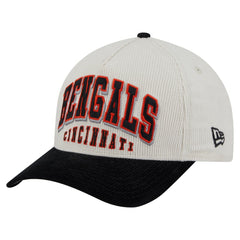 Cincinnati Bengals New Era Head Two-Tone Sided Corduroy 9FORTY A-Frame Adjustable Hat - Cream/Black cheap