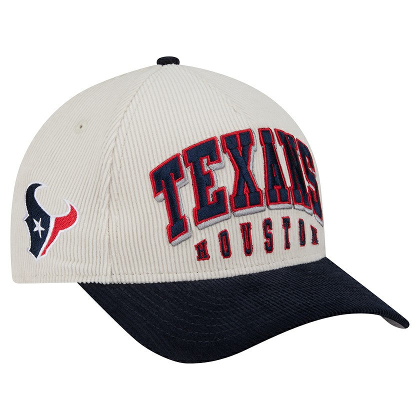 Houston Texans New Era Two-Tone Sided Corduroy 9FORTY A-Frame Adjustable Hat - Cream/Navy cheap