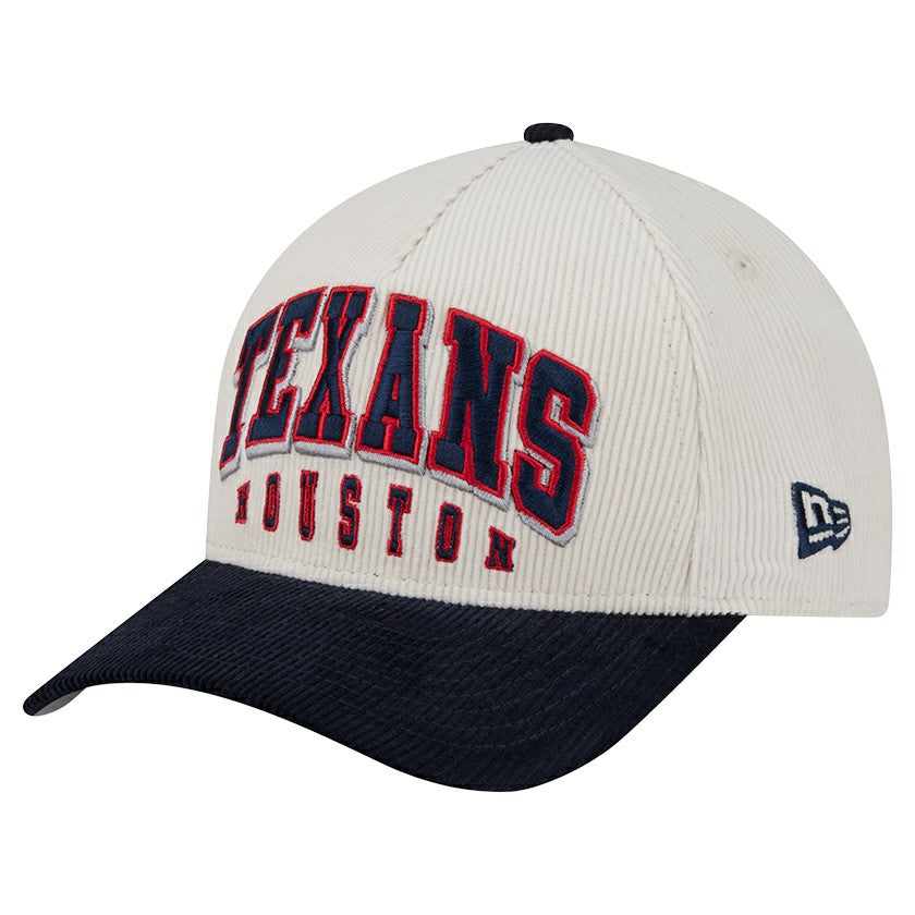 Houston Texans New Era Two-Tone Sided Corduroy 9FORTY A-Frame Adjustable Hat - Cream/Navy cheap