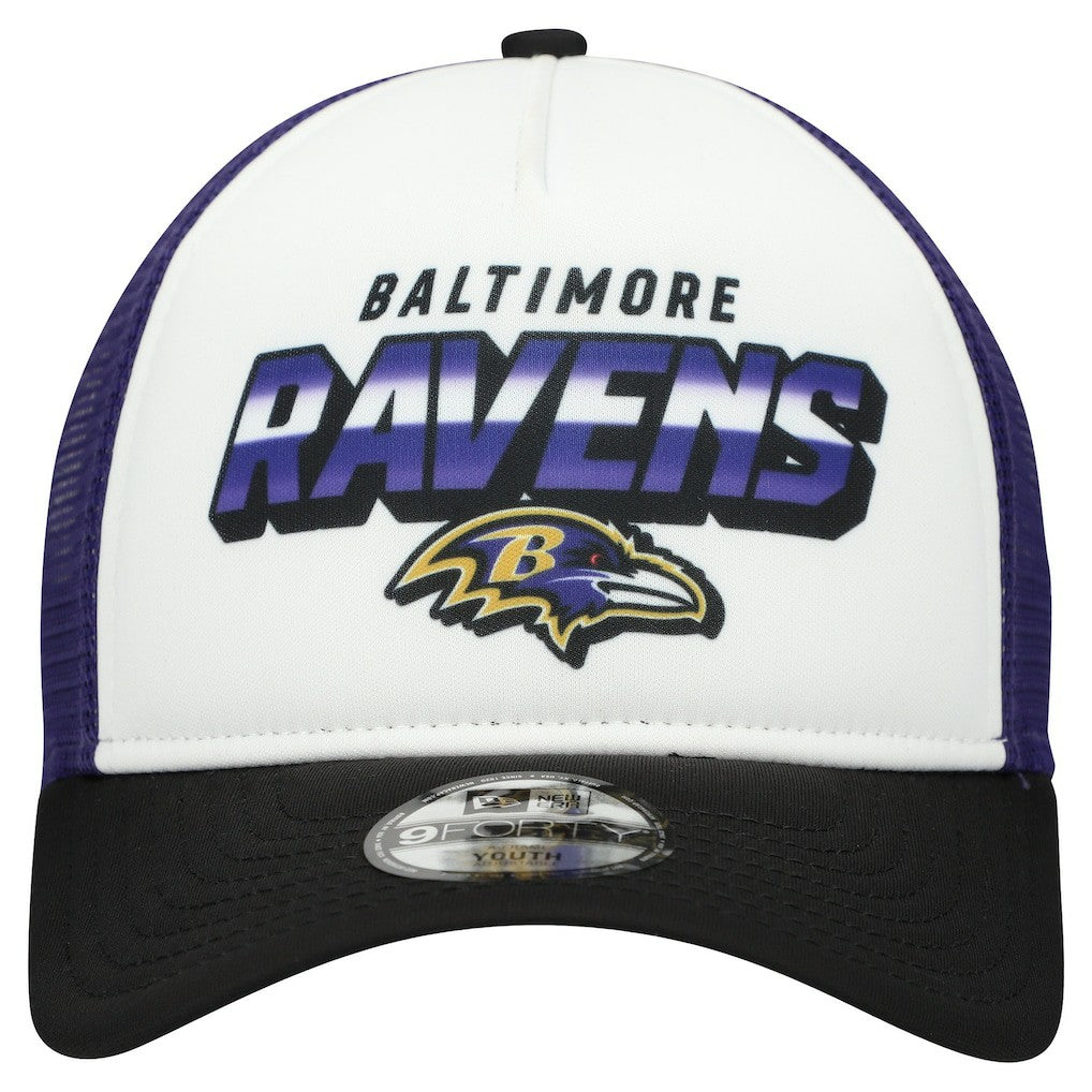 Baltimore Ravens New Era Youth Streak 9FORTY A-Frame Adjustable Hat - White/Black outlet