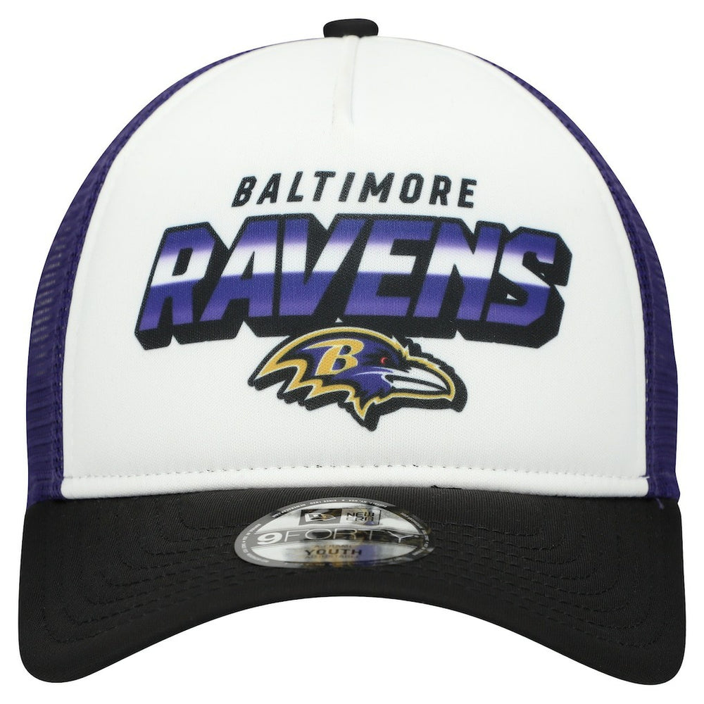 Baltimore Ravens New Era Youth Streak 9FORTY A-Frame Adjustable Hat - White/Black outlet