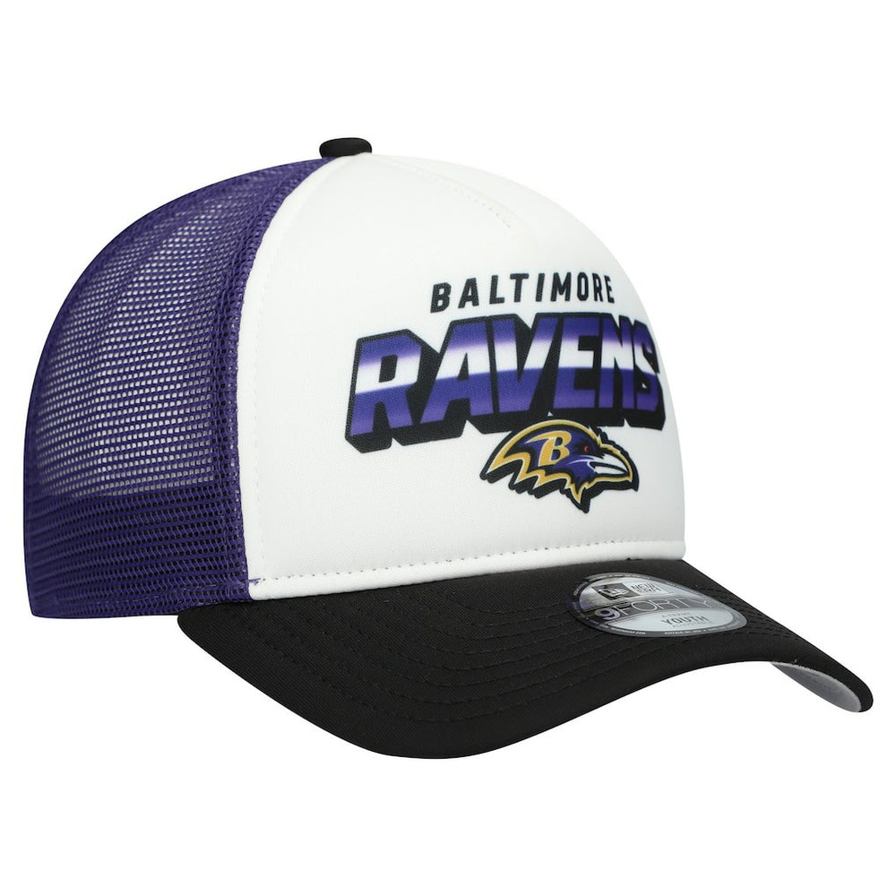 Baltimore Ravens New Era Youth Streak 9FORTY A-Frame Adjustable Hat - White/Black outlet