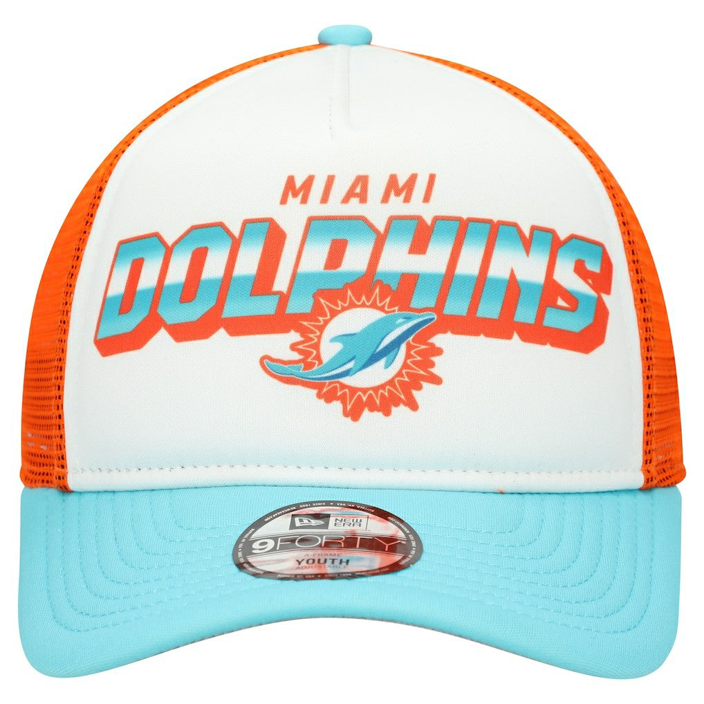 Miami Dolphins New Era Youth Streak 9FORTY A-Frame Adjustable Hat - White/Aqua for sale