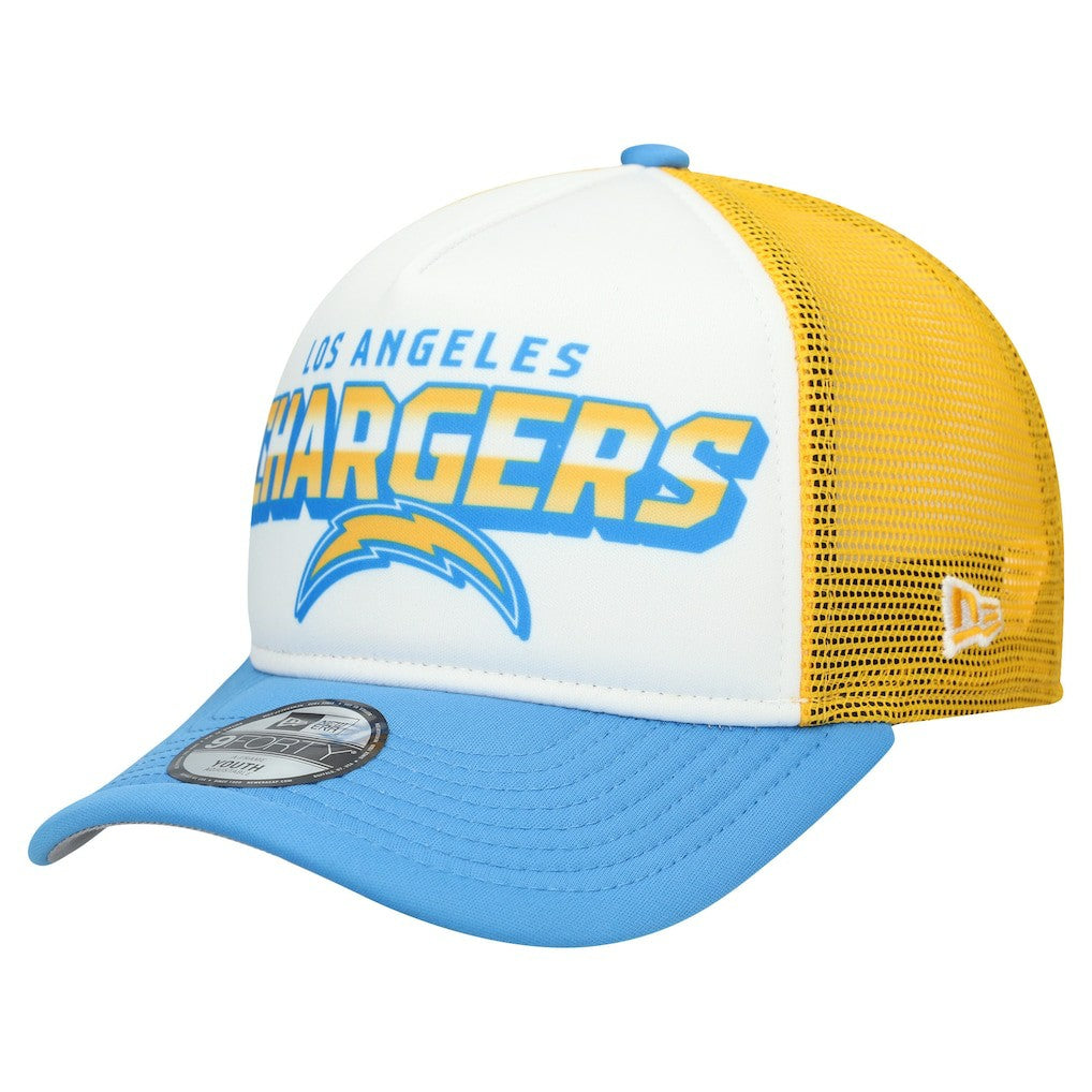 Los Angeles Chargers New Era Youth Streak 9FORTY A-Frame Adjustable Hat - White/Powder Blue for sale