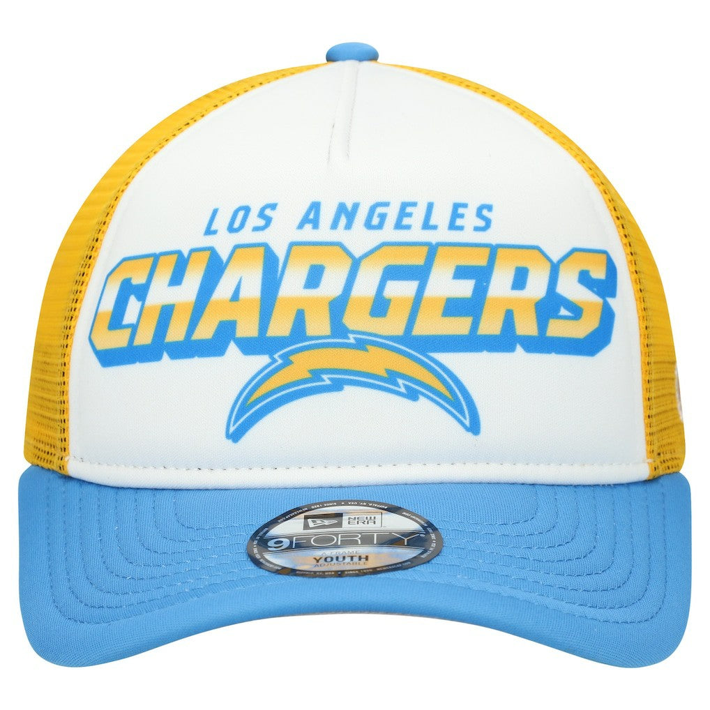 Los Angeles Chargers New Era Youth Streak 9FORTY A-Frame Adjustable Hat - White/Powder Blue for sale