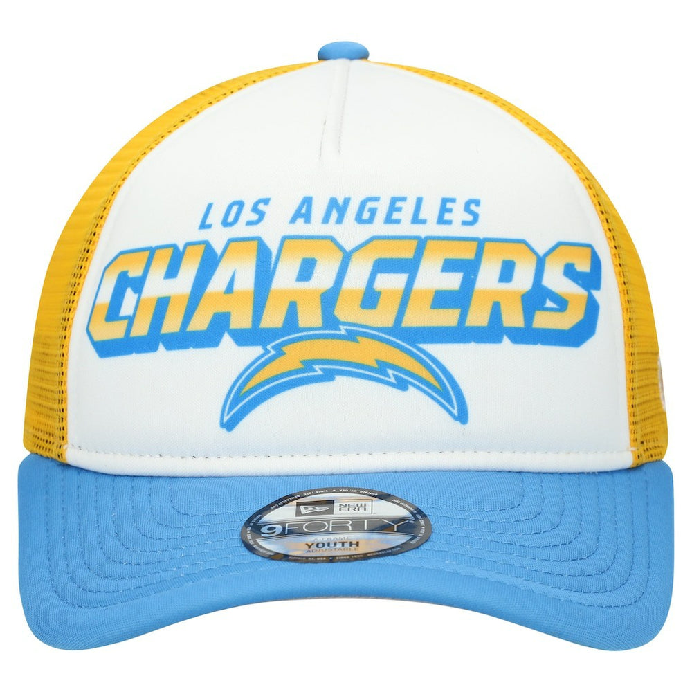 Los Angeles Chargers New Era Youth Streak 9FORTY A-Frame Adjustable Hat - White/Powder Blue for sale