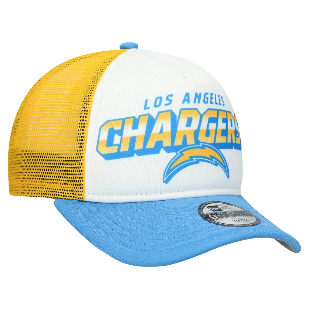 Los Angeles Chargers New Era Youth Streak 9FORTY A-Frame Adjustable Hat - White/Powder Blue for sale