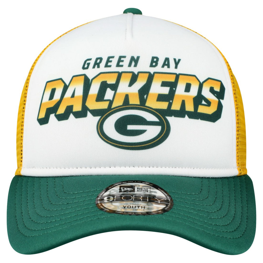 Green Bay Packers New Era Youth Streak 9FORTY A-Frame Adjustable Hat - White/Green on sale