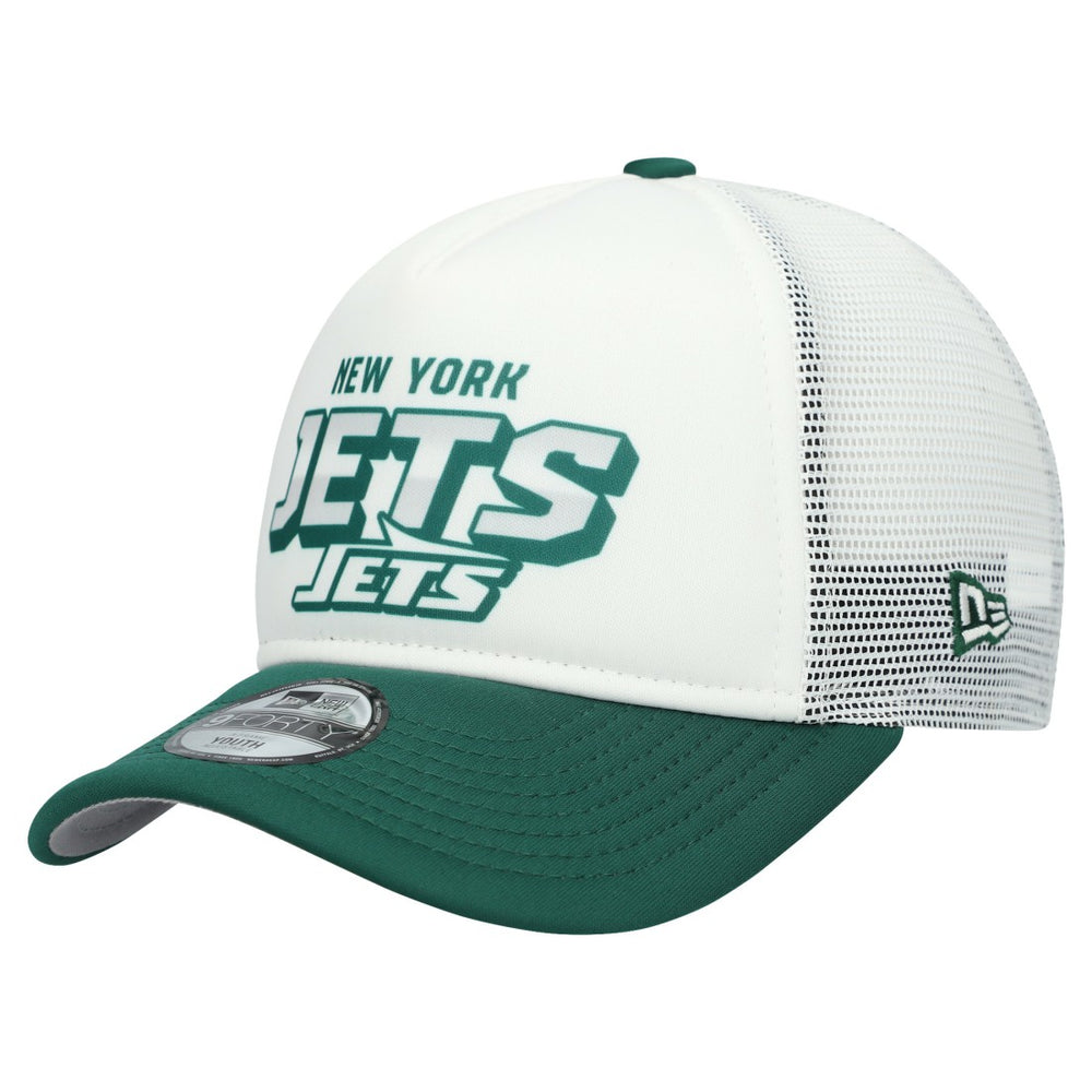 New York Jets New Era Youth Streak 9FORTY A-Frame Adjustable Hat - White/Green cheap