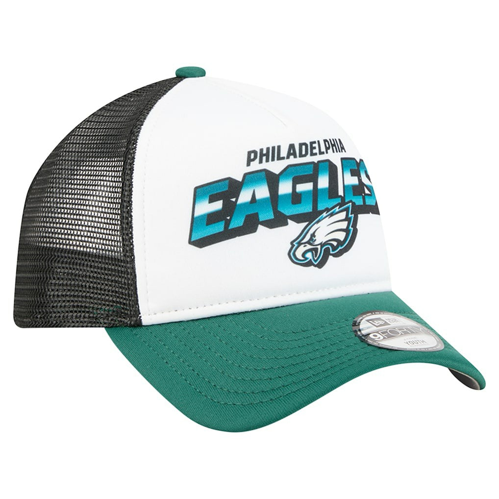 Philadelphia Eagles New Era Youth Streak 9FORTY A-Frame Adjustable Hat - White/Green discount