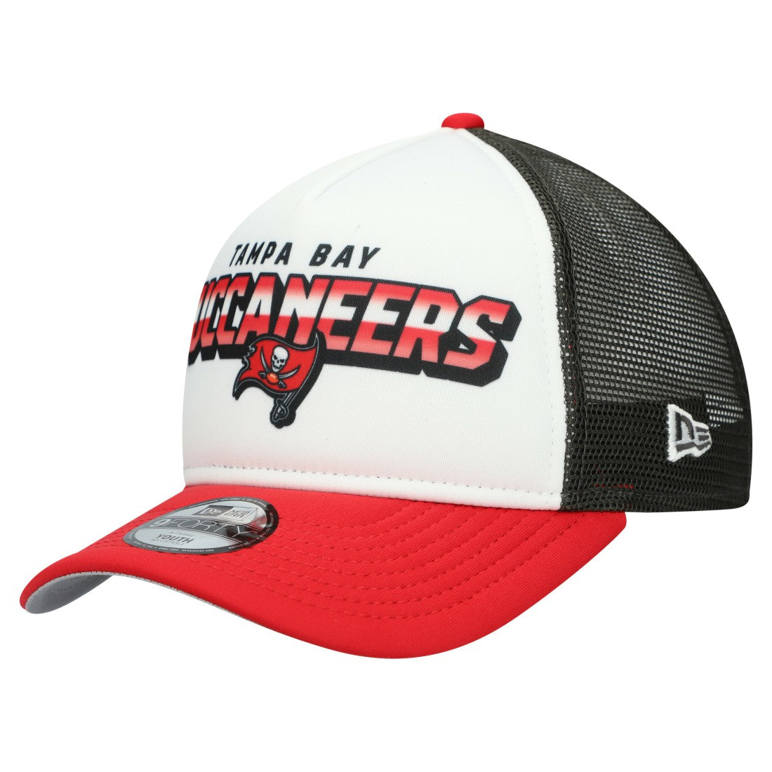 Tampa Bay Buccaneers New Era Youth Streak 9FORTY A-Frame Adjustable Hat - White/Red cheap