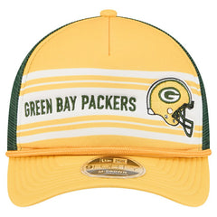 Green Bay Packers New Era Linear A-Frame 9FORTY Adjustable Hat - Gold for sale