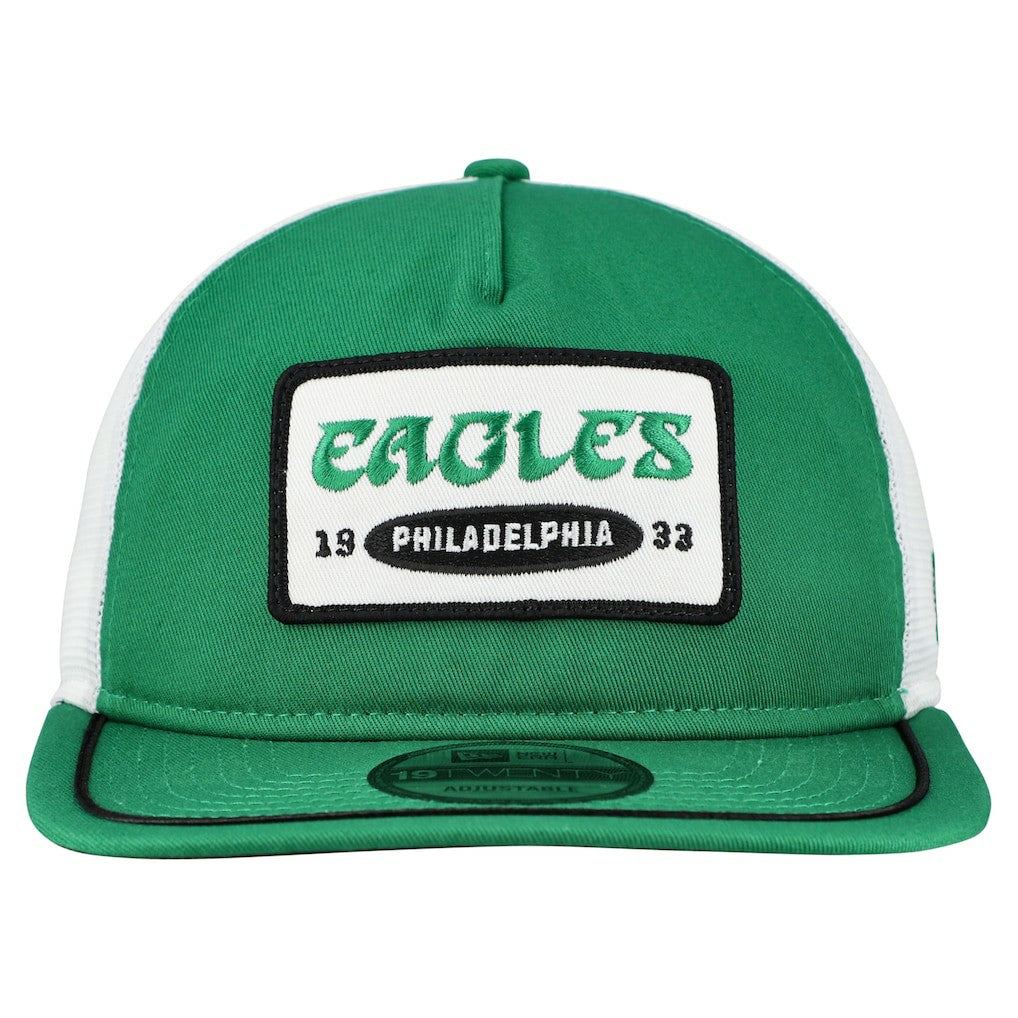 Philadelphia Eagles New Era Patch 19TWENTY Adjustable Hat - Kelly Green/White cheap