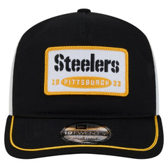 Pittsburgh Steelers New Era Patch 19TWENTY Adjustable Hat - Black/White discount