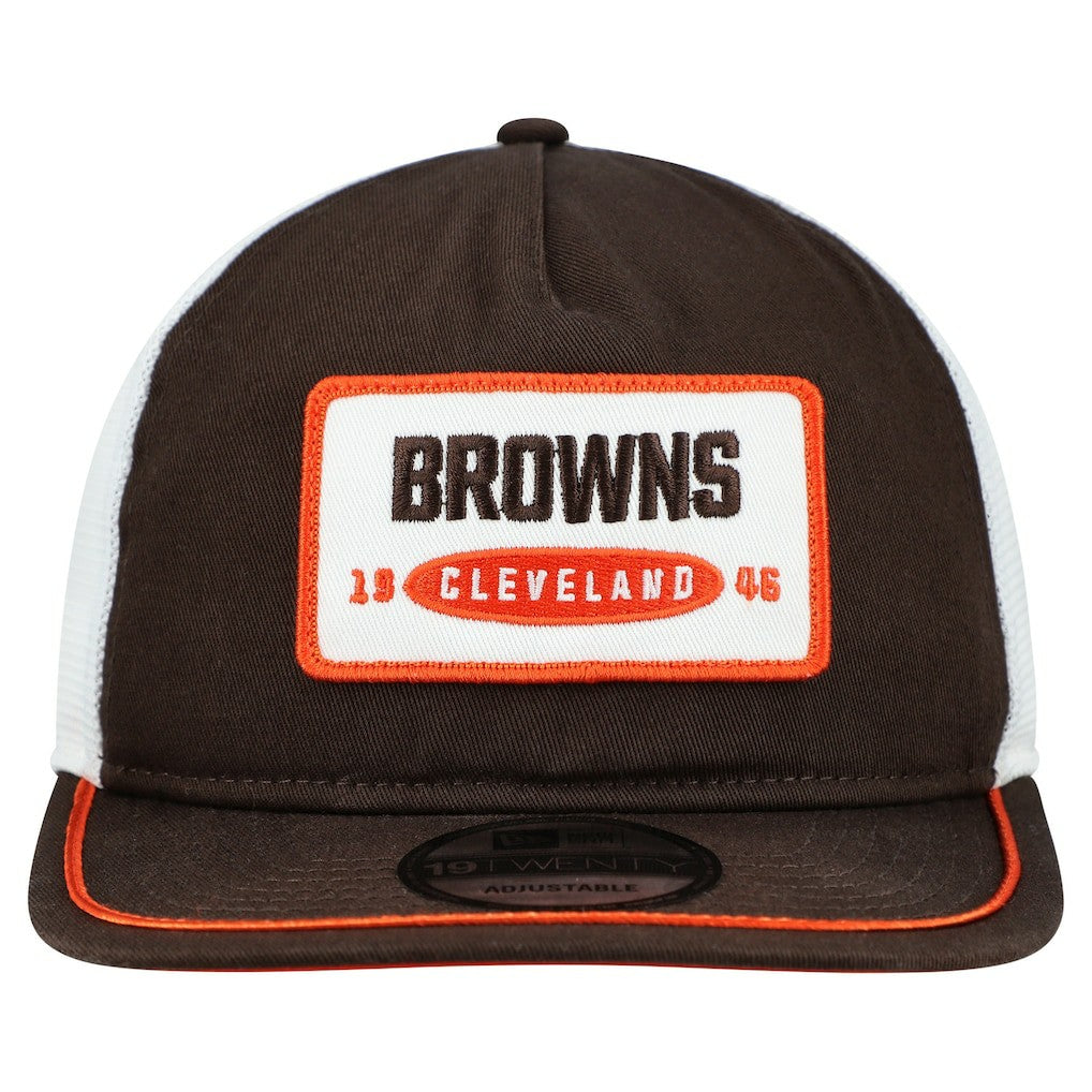 Cleveland Browns New Era Patch 19TWENTY Adjustable Hat - Brown/White discount