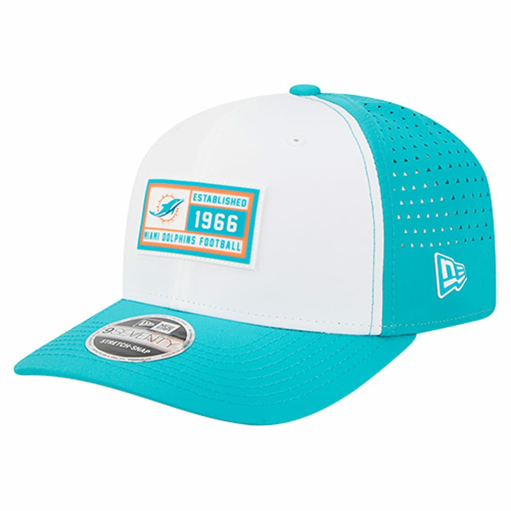 Miami Dolphins New Era Established Patch 9SEVENTY Adjustable Hat - White/Aqua online